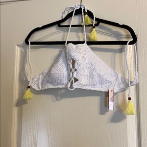 White crochet swim top